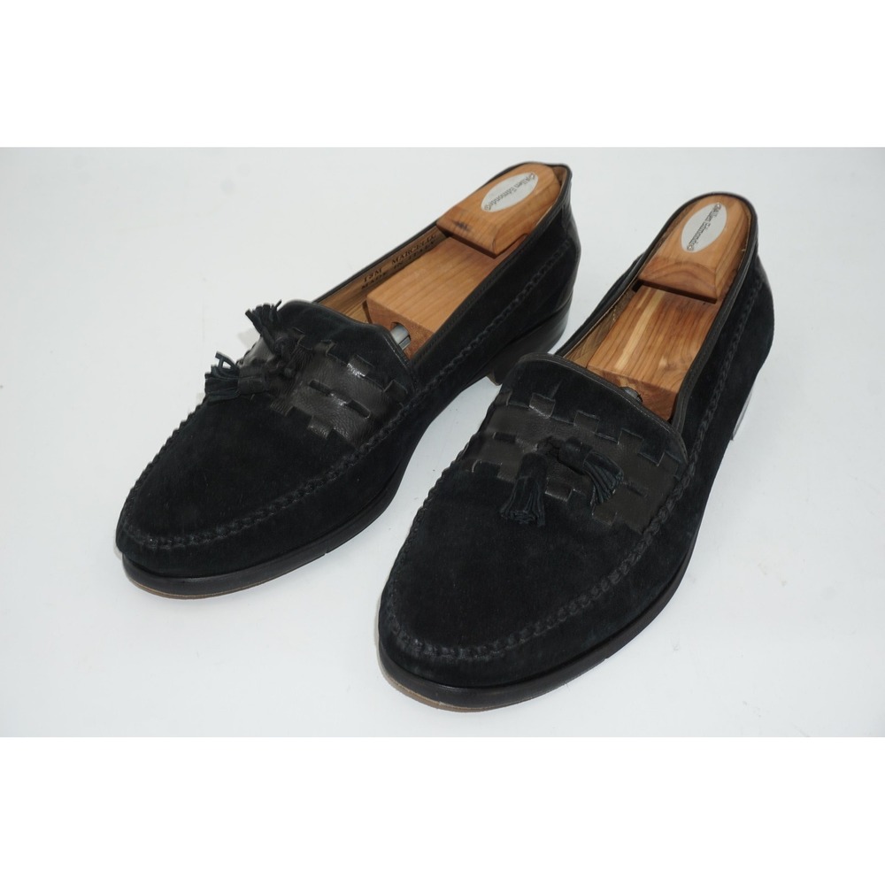 Bally Marcello Shoes Men's Size 13 M Black Suede Tassel Slip On Dress Made Italy